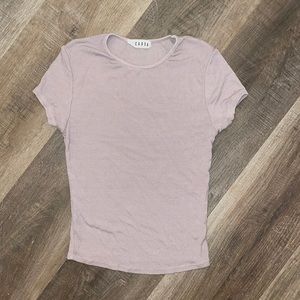 LACAUSA Taupe Ribbed Cropped Tee